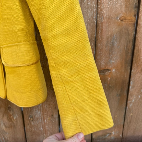 ETCETERA Women’s Yellow Double Breasted Brown Buttons Lined Blazer Jacket Size 4 - Picture 8 of 12